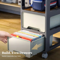 Under-Desk Book Cart with casters Mobile Shelf Large Capacity for Dormitory