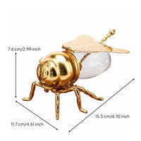 Gold Bee Sugar Bowl with Spoon Bee Sugar Jar Metal Craft