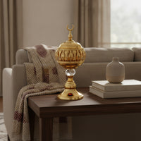 Electric Incense Burner Gold-Tone Metal Incense Burner Decorative Censer Ornate Tabletop Censer Electric for Prayer Room, Study