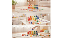 Wooden Sorting Box with Cards Colorful Educational Toy with Shape Pieces Wooden Sorting Toy Geometric Color Matching