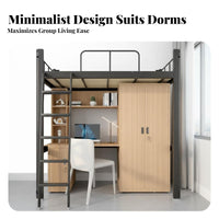 Dormitory Bunk Bed Bed Space Saving Metal Twin Bunk Bed Guardrails for Teenagers, Employees, Dorm Room, Apartment, Home Office