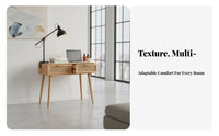 Desk with Storage Modern Design Cane Woven Panel Desk Spacious Drawers