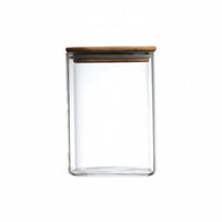 12 Pieces Square Glass Jar Set Space-Saving Glass Food Storage Jar Wide Mouth