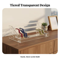 Clear View Tiered Medal Display Rack Easy Reach Multi-Layer Medal Organizer Stable Design for Collectors, Hobbyists, Tabletop, Home, Office