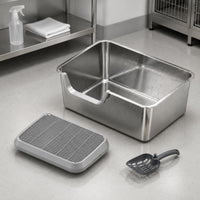 Stainless Steel Litter Box Rounded Corners uncoveredTop Litter Box