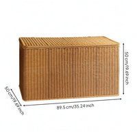 woven Storage Chest Hinged Lid woven Storage Trunk Cutout Handles Household Organizer