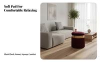 Round Tassel Footstool Nordic Style Upholstered Round Stool Breathable Textile Tasseled Vanity Seat for Bedroom