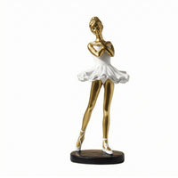 Resin Ballerina Statue Glossy Finish Ballet Dancer Statue Black Base