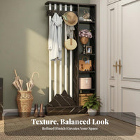 Multi-Functional Unrestricted Standing Partition with Coat Hooks and Shelves Space-Saving Unrestricted Standing Garment Rack with Shelves Strong Load-Bearing Room Divider Small Footprint for Families, Homeowners, Apartment Dwellers, Foyer, Hallway
