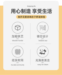 Kens复古铁艺双层水果篮客厅零食筐手提厨房餐具收纳置物架可拆卸 黑色 双层大号