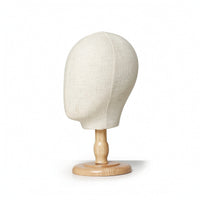 Freestanding Fabric Mannequin Head with Wooden Stand Countertop Mannequin Head with Wood Base Sturdy Hat Display Long-Lasting for Boutiques, Vanity
