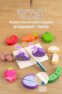 Wooden Fruit and Vegetable Cutting Toy Set for Kids