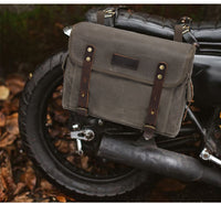 Detachable Motorcycle Saddlebag, Water-Resistant, Canvas, 30L, with Leather Trim