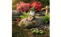 Fishing Gnome Statue Artisanal Look Dwarf Fishing Figurine Charming Accent