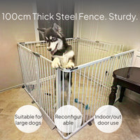 Steel Safety Gate for Large Dogs, Indoor Outdoor Use