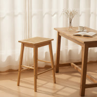 Bar Stool with Cane Seat Rectangular Cane Stool Retro Barstools for Kitchen Island
