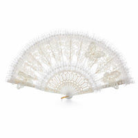 Lace Folding Fan Ornate Handheld Fan with Loop Elegant for Weddings, Photoshoots