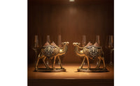 2 Pieces Camel Figurine with Base Sculpted Camel Ornament Retro for Living Room