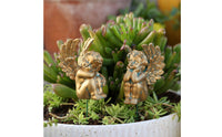 2 Pieces Bronze Cherub Stake Holiday Gift Cherub Garden Stake for Courtyard