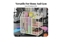 Easy to Move Exercise Mat Storage Rack Mobile Rolling Fitness Equipment Cart Space Saving Design Rolling Fitness Equipment Organizer 360° Rotating Wheels for Corner