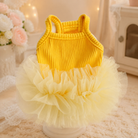 Kumquat Yellow Dog Dress, Knitted Ballet Pet Clothes for Small Dogs Girl, Lightweight Puppy Outfit for Spring Summer Autumn