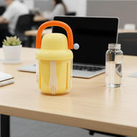 Food Grade Portable Salad Cup with Fork Leak Proof Double Layer Drainer Cup Easy to Clean Takeaway Fruit Container for Students