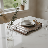 Serving Tray with Handles Low-Profile Tray with Handles Natural for Living Room