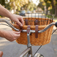 Hand-Woven Wicker Bicycle Basket for Pets and Shopping