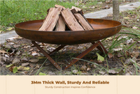 Portable Steel Fire Pit, Wood Burning, Outdoor Use