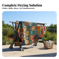 Foldable X-Shaped Frame Clothes Horse Folding Design Drying Stand Indoor Outdoor Use Garment Dryer for Apartment Dwellers, Homemakers, Balcony, Yard