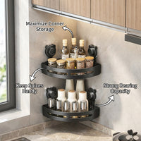 Suction Cup Corner Shelf for Shower, Wall Mounted Organizer for Toiletries Storage, Punch- Storage Rack, Renter Friendly Storage