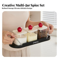 Light Luxury Design Kitchen Seasoning Container Set Food Grade Material Seasoning Box Set Lid and Spoon Included for Chefs, Foodies, Pantry