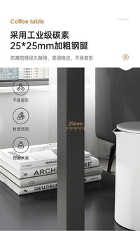 边几钢化玻璃沙发客厅现代移动带轮简约办公室家用小桌子茶几 【固定脚+钢化玻璃】黑色80*40cm