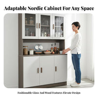 Coffee Bar Cabinet Multi-Functional Coffee Beverage Bar Stable Structure Kitchen Buffet Cabinet for Restaurant Owners, Homeowners, Dining Room