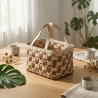 Woven Basket with Handles Handwoven Storage Basket with Handles Flexible Laundry Hamper for Closet