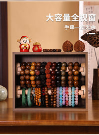 Solid Wood Jewelry Storage Box for Bracelets, Bangles, and Chains, Walnut, Large Capacity with Lid, Dustproof
