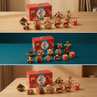 Kongming Luban Lock Brain Teaser Puzzle Set for Kids, Wooden Interlocking Disentanglement Toy Gift Box