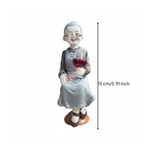 2 Pieces Elderly Couple Statue Hand Painted Look Old Couple Figurine for Office