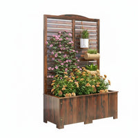 Planter Box with Trellis Weather-Resistant Freestanding Trellis Planter Space-Saving Vertical Design Climbing Plant Support for Balcony, Deck, Rooftop