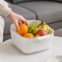 Large Colander, Double Layer Rice Strainer, Square Rice Washing Bowl, Perforated Fruit Vegetable Pasta Strainer