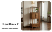 Customizable Brew Stand Modern Oriental Design Side Cabinet Multi-Functional Sturdy Construction for Homeowners, Corner Space