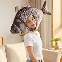 搞怪鱼头套帽子创意毛绒玩具抖音同款派对表演道具可爱整蛊头饰
