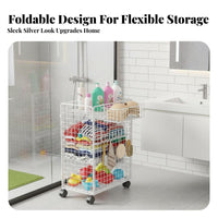 2-Basket Rolling Shelf Space-Saving Storage Trolley Multi-Tier for Laundry Room