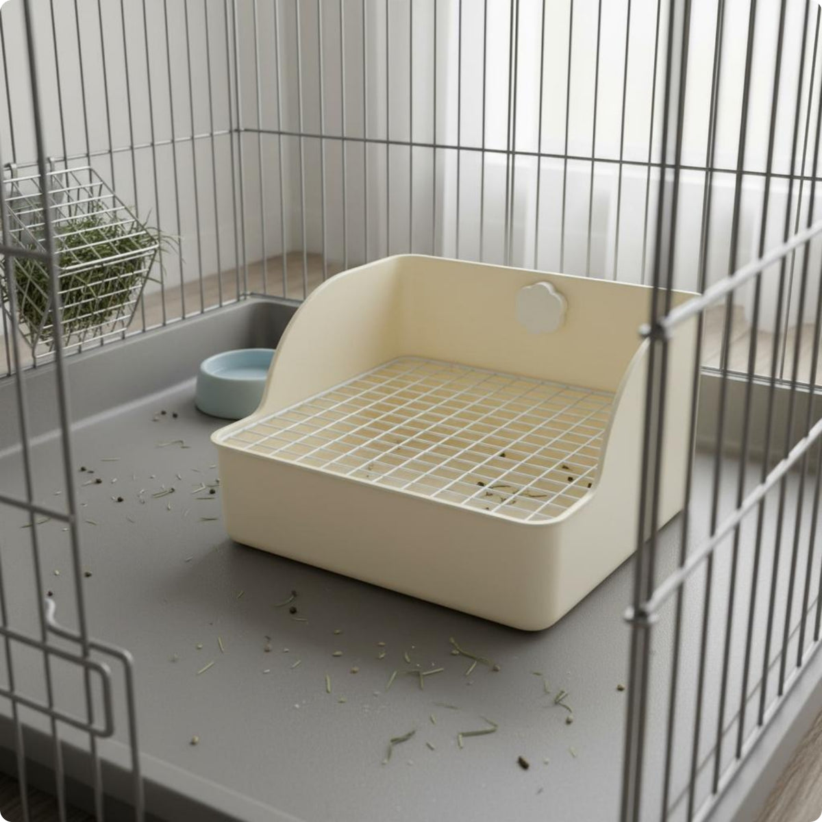 Rabbit Litter Tray with Grate High Sided Litter Box Reinforced Bottom for Indoor