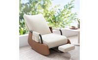 High-Back Rocking Lounge Chair with Leg Rest Corduroy Rocking Lounge Chair with Footrest Foldable Reclining Rocker with Footrest Sturdy for Balcony