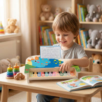 Educational Dinosaur Keyboard with Music Stand Interactive Piano with Music Stand Compact Wooden Keyboard Sturdy for Toddlers, Playroom