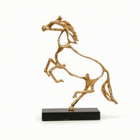 Rearing Horse Figure Metal Equine Sculpture Slender Sculpture with Rectangular Base for Interior Decorators, Living Room, Office