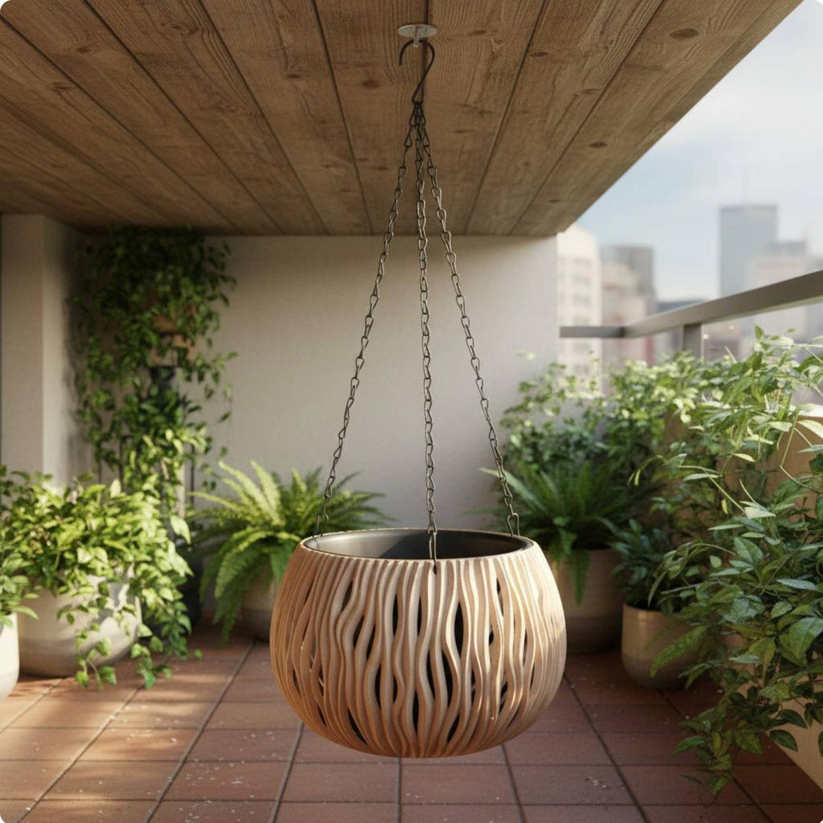 Imitation Rattan Hanging Basket Eco-Friendly Material Home Decoration for Porch