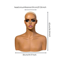 Mannequin Head with Shoulders Skin-Skin-Colored Head and Shoulders Form Plain Female Bust Form