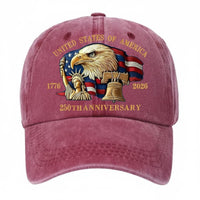Commemorative Edition USA 250th Anniversary Hat 100% Cotton USA 250th Anniversary Cap Adjustable Fit Patriotic Hat Breathable Material for Men